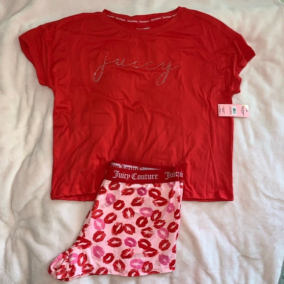 Juicy Couture Other - Juicy couture red pink lips shorts pajamas set large